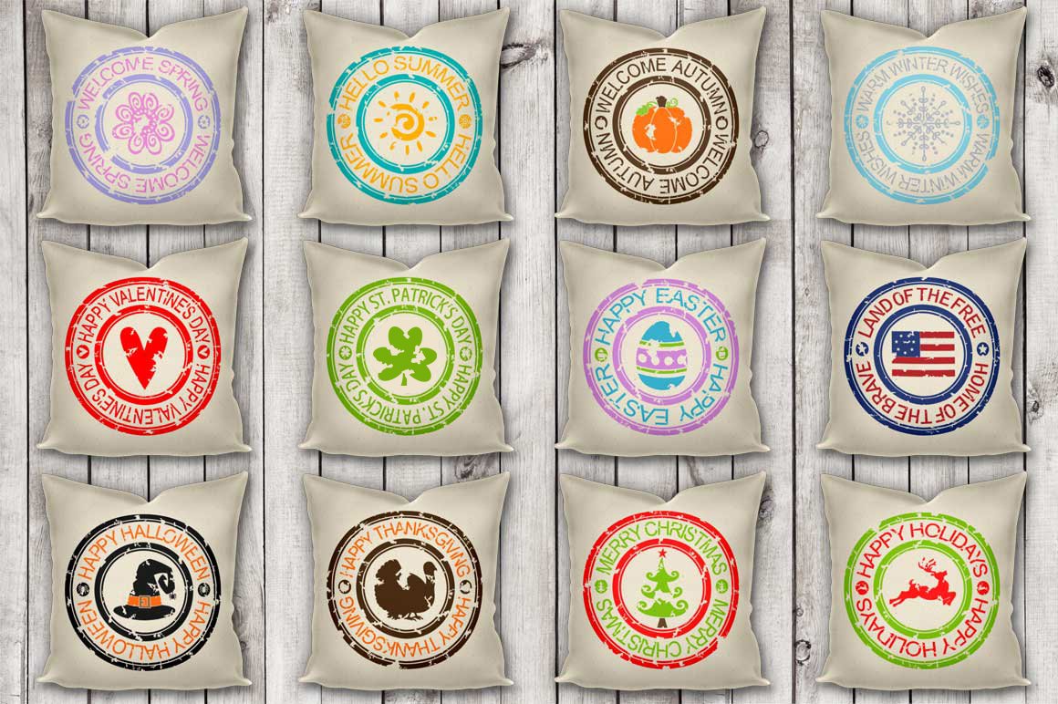 Holidays and Seasons Stamp Bundle| Round SVG Files 2