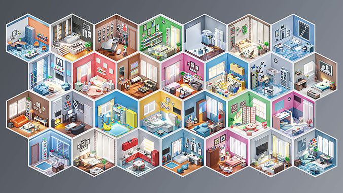 Interior 2 Low-poly 3D model 2