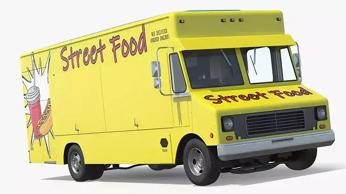 Solar Powered Food Truck with Interior Closed 3D model