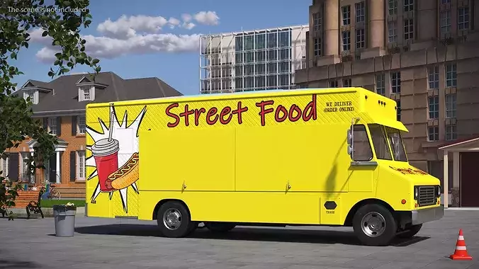 Solar Powered Food Truck with Interior Closed 3D model 2