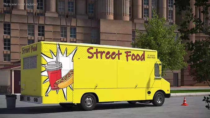 Solar Powered Food Truck with Interior Closed 3D model 3