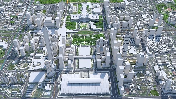 Shenzhen City China Low-poly 3D model 2