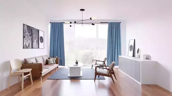 scandinavian living room 3D model