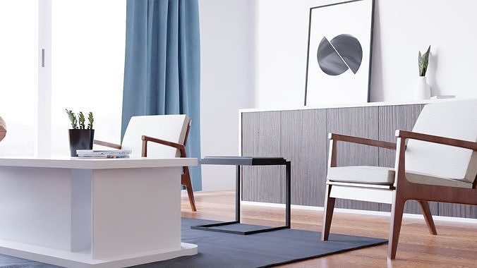 scandinavian living room 3D model 3