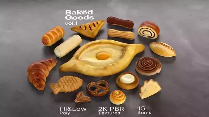 Baked Goods and Pastries Collection 01 3D Model Pack