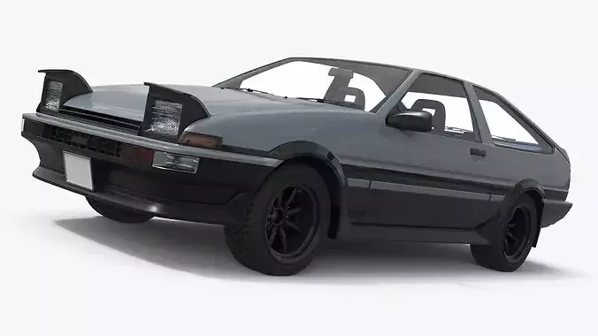 Retro Sport Hatchback 1980s Grey Simplified 3D model