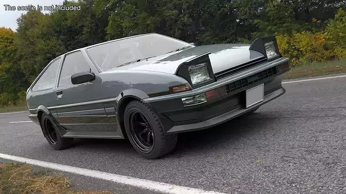 Retro Sport Hatchback 1980s Grey Simplified 3D model 2