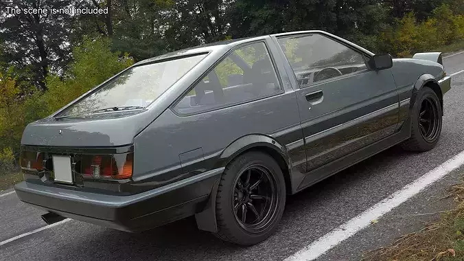 Retro Sport Hatchback 1980s Grey Simplified 3D model 3