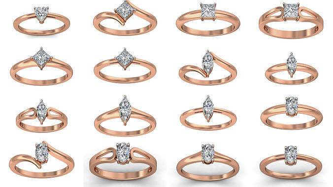 47 Women Solitaire Diamond Ring 3dm stl renders detail  3D Model Pack 2