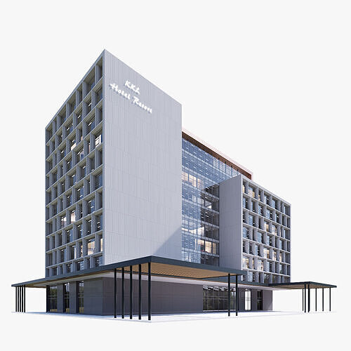 Hotel Low-poly 3D model 2