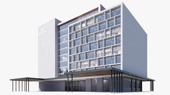 Hotel Low-poly 3D model 3