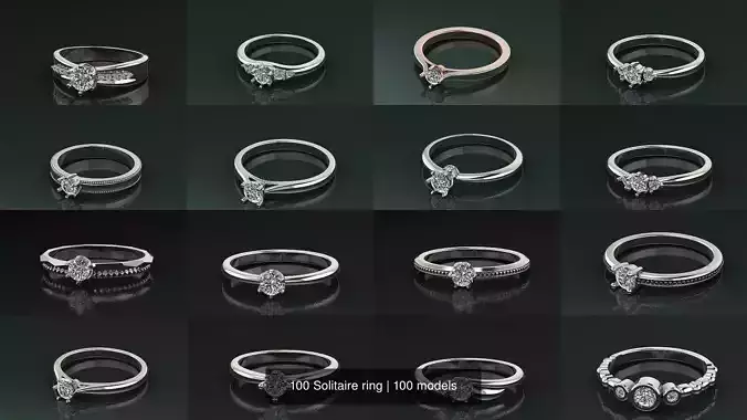 100 Solitaire ring 3D Model Pack 2