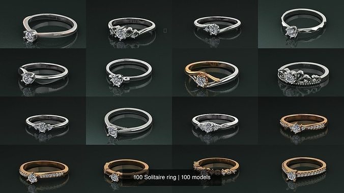 100 Solitaire ring 3D Model Pack 3