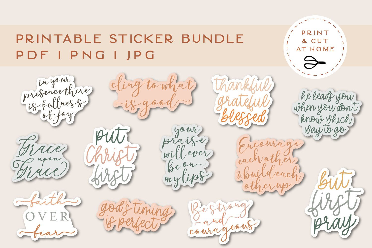 Religious sticker Bundle | Motivational Printable Stickers