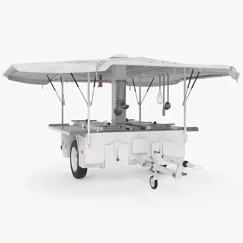 Field Kitchen Trailer with Utensils White 3D model
