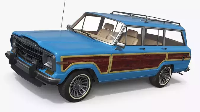 Vintage Family Station Wagon Blue Simplified 3D model