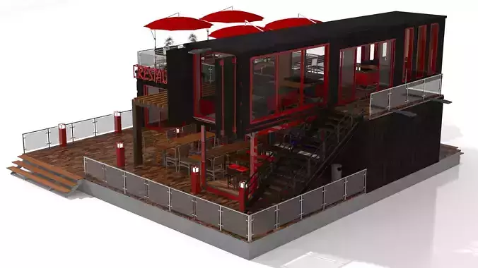 Container Restaurant 3D model 2