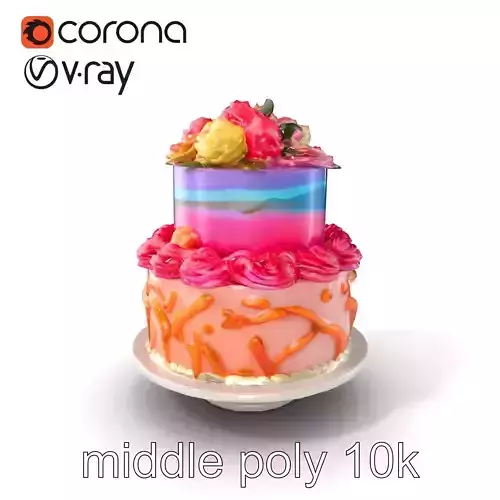 Celebratory Gradient Cake Ornament model pack Low-poly 3D model