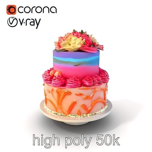 Celebratory Gradient Cake Ornament model pack Low-poly 3D model 2