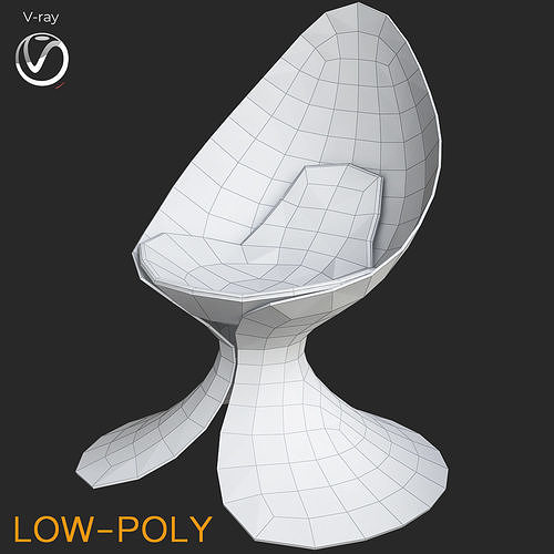 Chairs collection 3d model chair with metal frame Low-poly 3D model 2