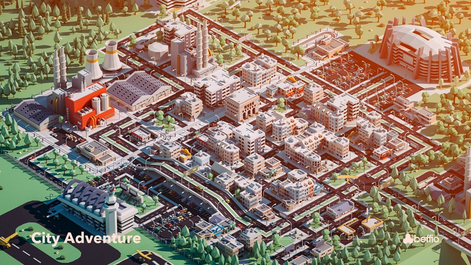 City Adventure Low-poly 3D model