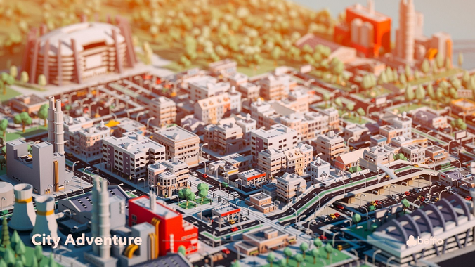 City Adventure Low-poly 3D model 2