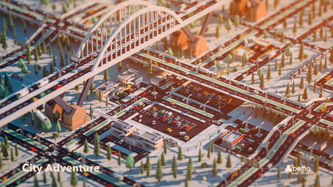 City Adventure Low-poly 3D model 3