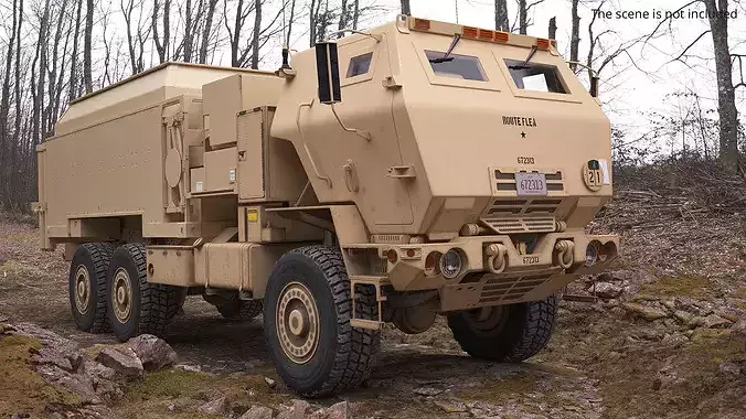 Mobile Air Defense Command Truck Desert Simplified 3D model 2