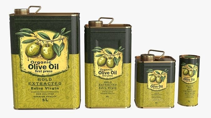 Olive Oil Can Collection 3D Model Pack 2