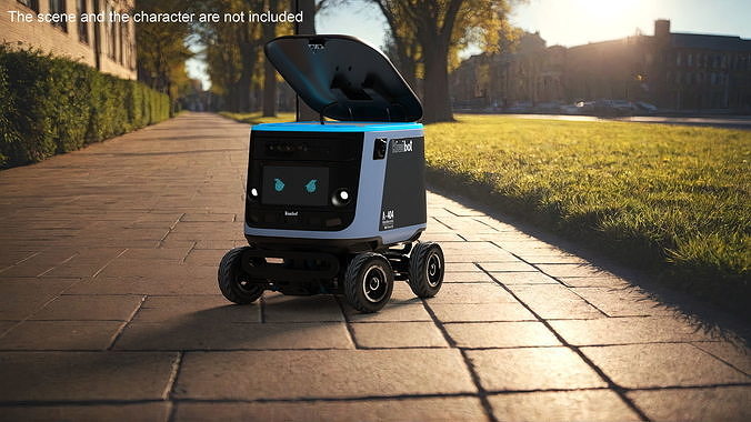 Black Delivery Robot Kiwibot Rigged 3D model