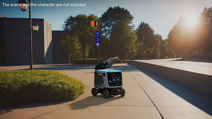 Black Delivery Robot Kiwibot Rigged 3D model 2