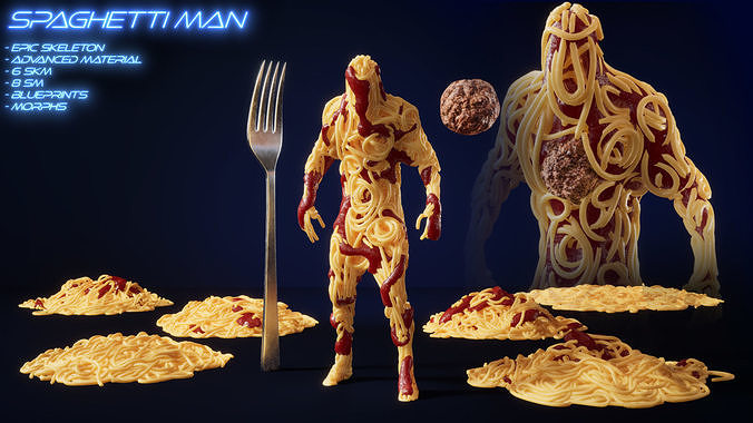 Spaghetti Man for UE Low-poly 3D model 3