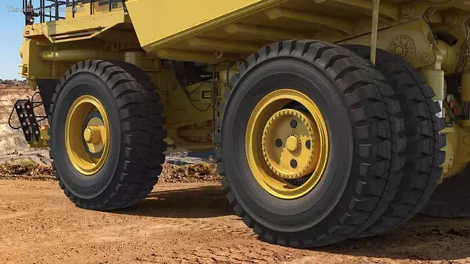 Mining Haul Truck Wheel Set with Two Tires 3D model 3