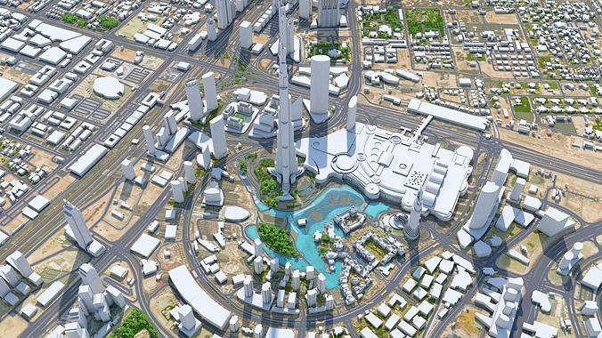 Dubai Business Bay UAE Low-poly 3D model 2