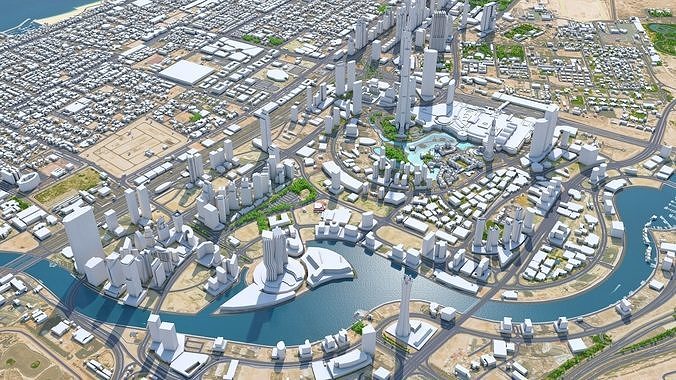 Dubai Business Bay UAE Low-poly 3D model 3