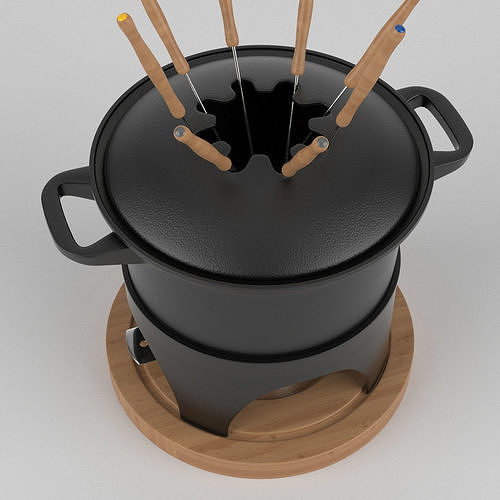Fondue Set And Extras 3D model 3