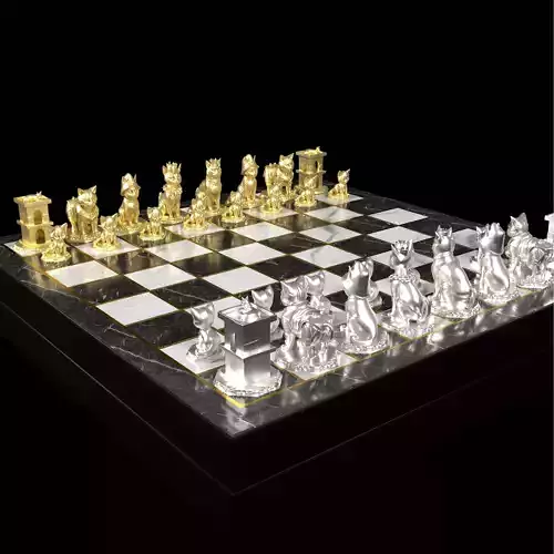 Feline Chess Set Adorable Cat Design 3D print model 2