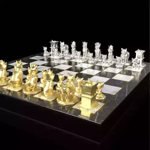 Feline Chess Set Adorable Cat Design 3D print model 3